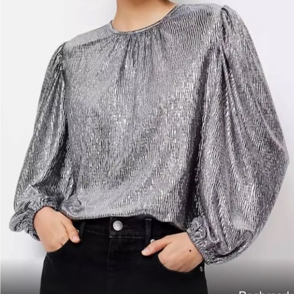 LOFT Grey Sparkle Blouse Size M | New with tag